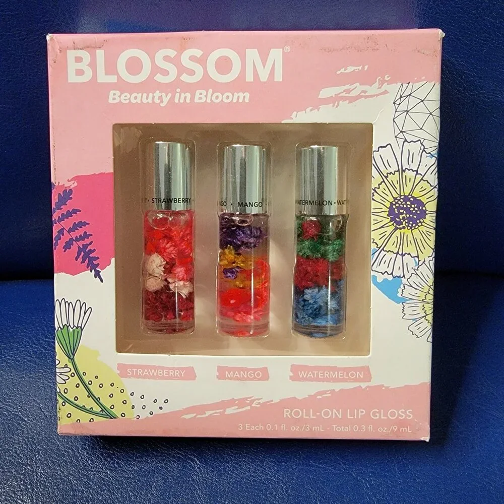 Blossom Beauty in Bloom Set of 3 Roll On Lip Gloss GIFT SET